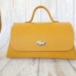 Mila Yellow Check Embossed Leather