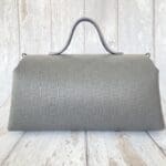 Mila Dark Grey Check Embossed Leather