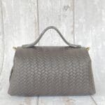 Mira Dark Grey Giant Woven Embossed Leather