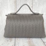 Mira Dark Grey Giant Woven Embossed Leather