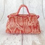 Kach Pink, Gold Python Print Leather