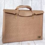 Ayee Tan Brown Ostrich Print Leather