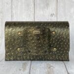 Jare Gold And Black Ostrich Print Leather