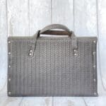 Ally Light Grey Giant Woven Embossed Leather
