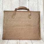 Ayee Tan Brown Ostrich Print Leather