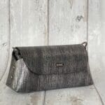 Maya Silver And Black Pinstripe Leather