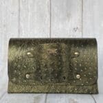 Jare Gold And Black Ostrich Print Leather