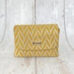 Mimz Yellow, White Herringbone Print Leather