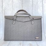 Ally Light Grey Giant Woven Embossed Leather