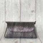 Maya Silver And Black Pinstripe Leather
