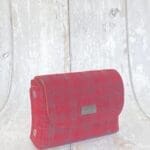 Mimz Raspberry, Black Abstract Check Leather