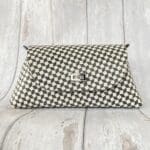 Mona Black, White Abstract Leather