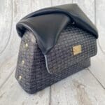 Moby Navy Blue & Off-White Diamond Pattern & Navy Blue Nappa Handle