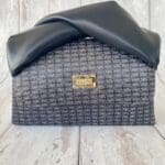 Moby Navy Blue & Off-White Diamond Pattern & Navy Blue Nappa Handle