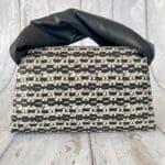 Moby Black & Off-White Abstract Print & Black Nappa Handle