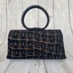 Hana Black & Bronze Squoval Abstract Print With A Metallic Bronze Leather