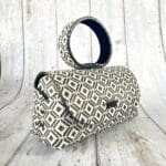 Hana Black & White Abstract Diamond Print Leather
