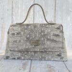 Lina Off-white & Grey Natural Lizard Print Leather