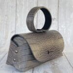 Hana Grey Two-Tone Crocodile Print Leather