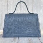 Lina Blue Crocodile Print Leather