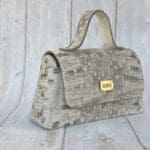 Lina Off-white & Grey Natural Lizard Print Leather