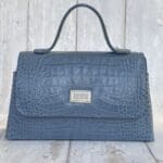 Lina Blue Crocodile Print Leather