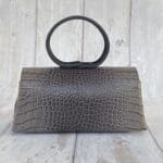 Hana Grey Two-Tone Crocodile Print Leather