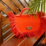 Mira Jute Orange w/Raffia - Flap