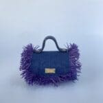 Kach Micro bag Jute Indigo w/ Raffia - Flap