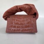Nury Sunkist Coral Croc Embossed Leather