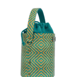 Aara Green & Orange Diamond Print Leather