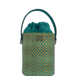 Aara Green & Orange Diamond Print Leather