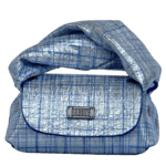 Lily Silver & Blue Check Print Leather