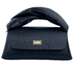 Nyla Black Ostrich Print Leather