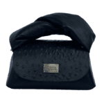 Nury Black Ostrich Print Leather