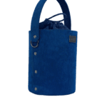 Aara Blue Vertical Pin Stripe Leather
