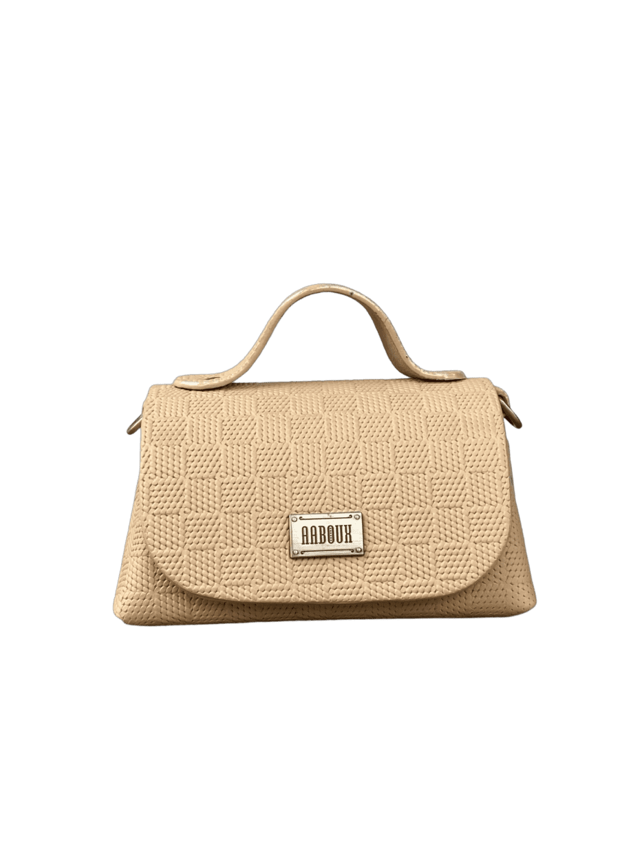 Mira Beige Check Embossed Leather