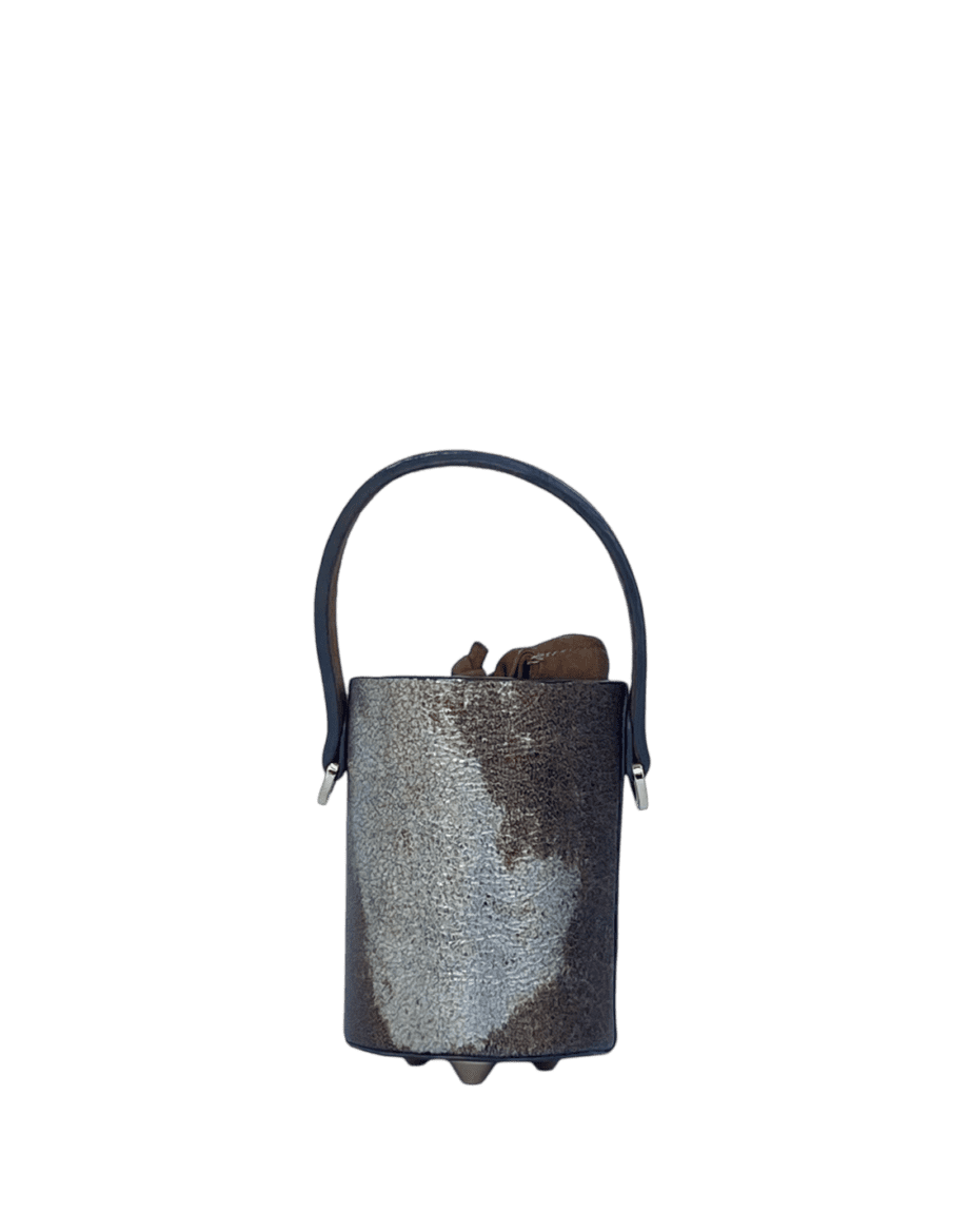 Lara Distressed Silver & Bronze Crumpled Leather