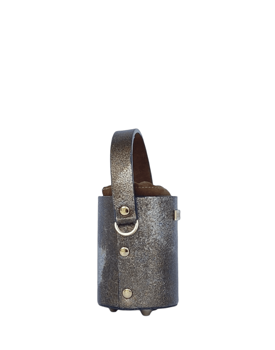 Lara Distressed Silver & Bronze Crumpled Leather