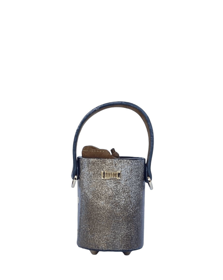 Lara Distressed Silver & Bronze Crumpled Leather