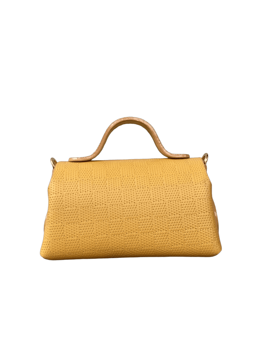Mira Yellow Check Embossed Leather