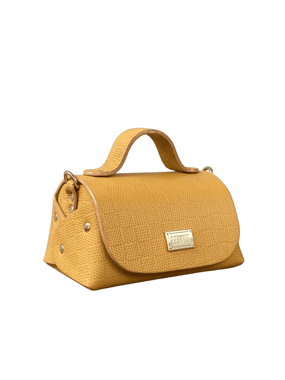 Mira Yellow Check Embossed Leather