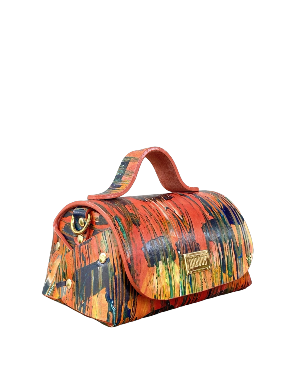 Mira Orange Hand Painted leather