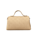 Mira Beige Check Embossed Leather