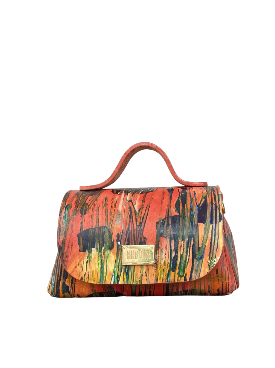 Mira Orange Hand Painted leather