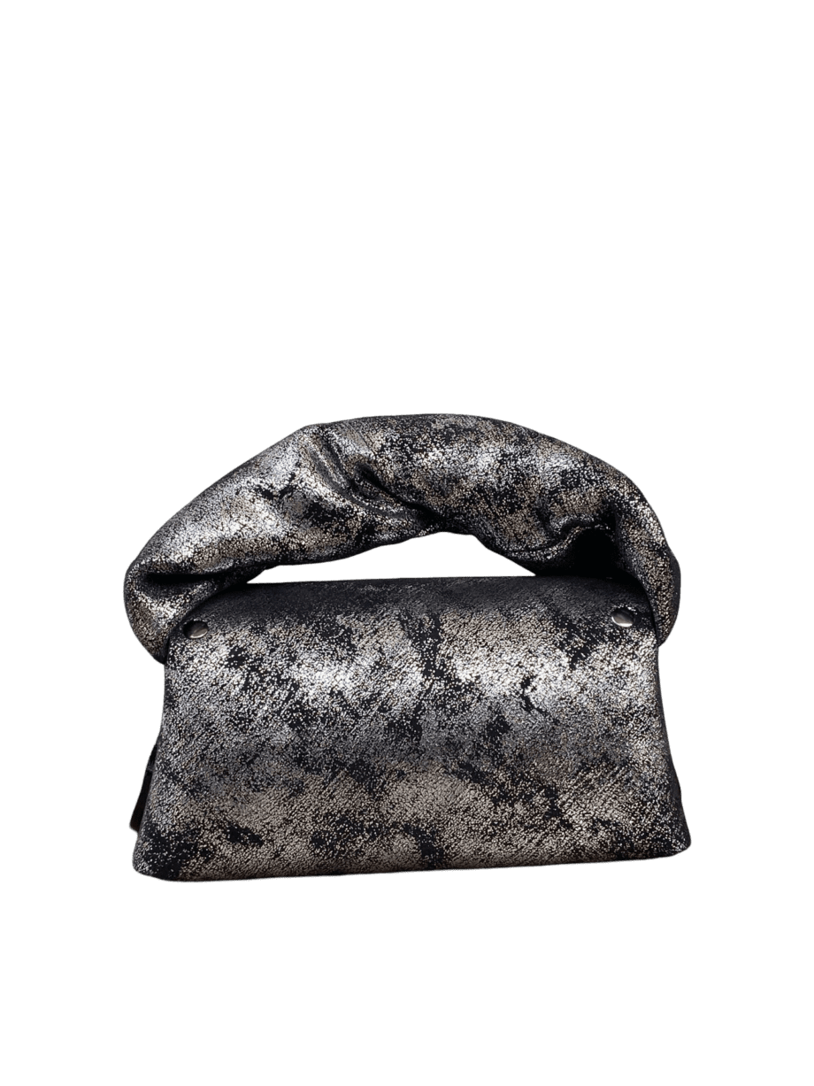 Seyi Silver & Black Distressed Leather