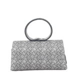 Hana Black & White Short Striped Print Leather