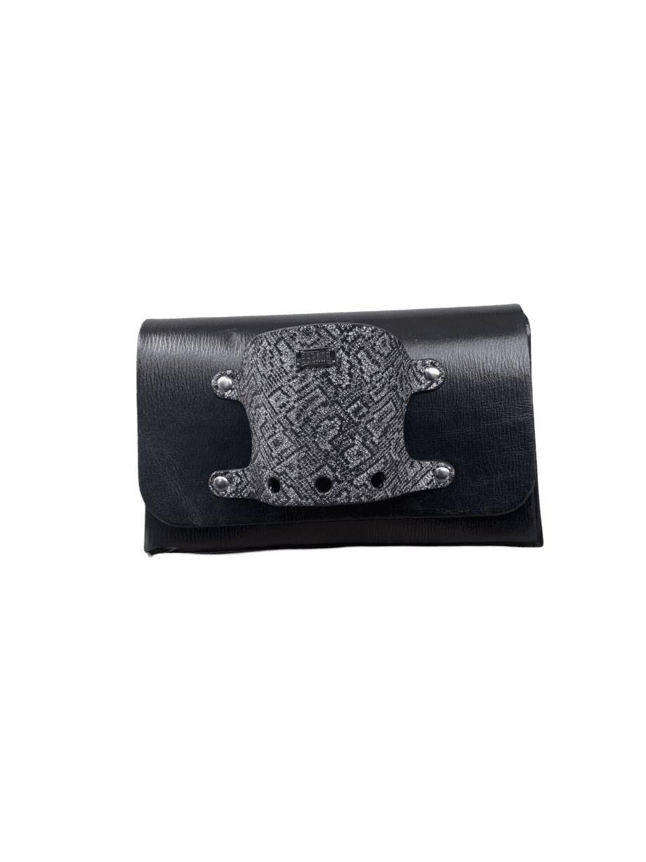 Jaré Black Nappa & Silver Abstract Pattern