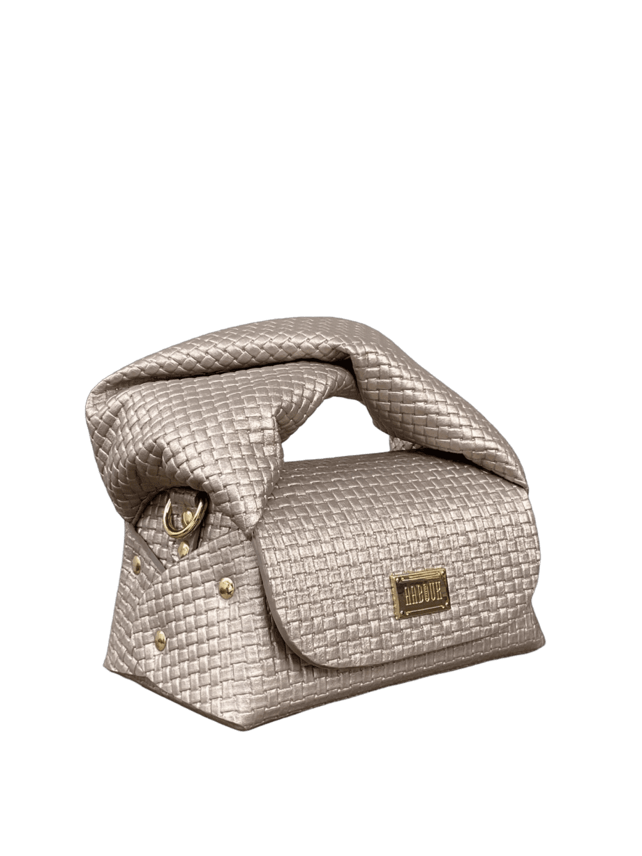 Nury Taupe Square Embossed Leather