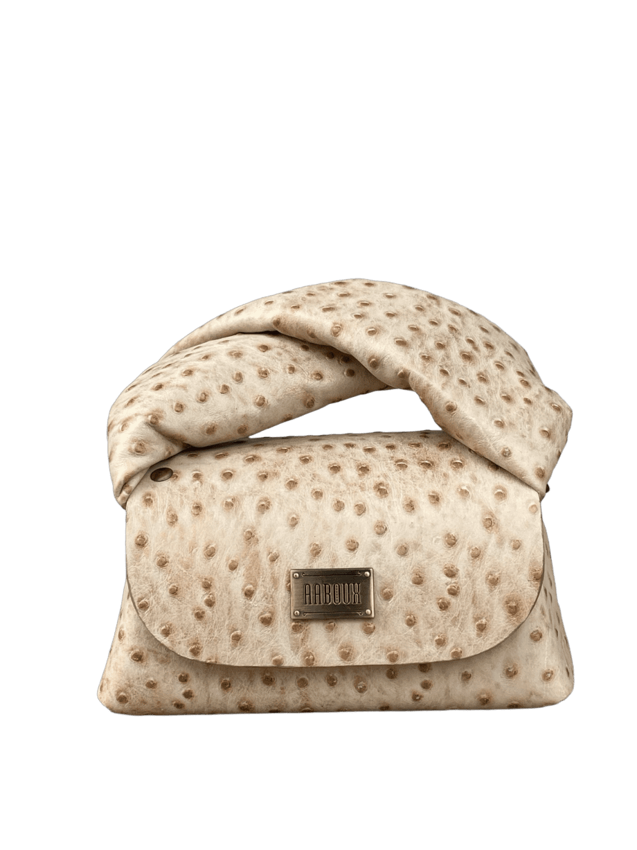 Nury Cream & Brown Ostrich Print